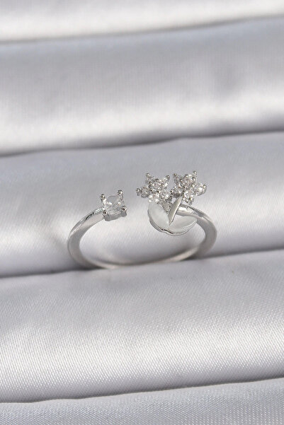 Belle Fusion خاتم نسائي من BFS مصنوع من النحاس والفضة اللون قابل للتعديل من ح...