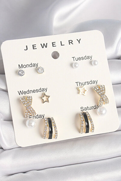 Belle Fusion Bfs Brass Gold Color Zircon Stone Star Detailed Pearl Set of 7 W...