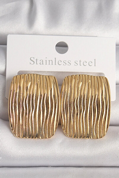 Belle Fusion أقراط نسائية موديل BFS من النحاس المطرز باللون الذهبي