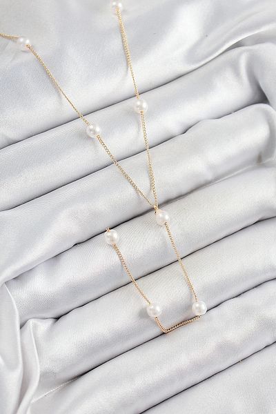 NETWORK ART Bfs 316L Steel Pearl Figured Y Model Gold Color Women's Necklace