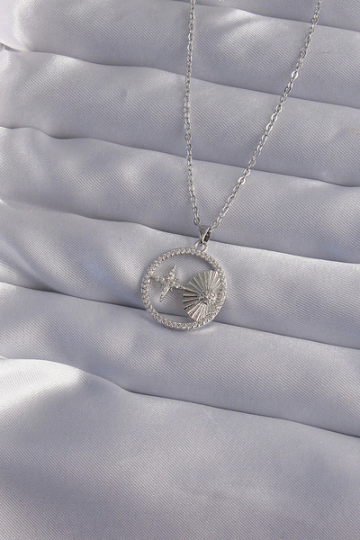 Belle Fusion BFS 316L سلسلة فولاذية فضية اللون حجر الزركون على شكل نجمة قلادة...