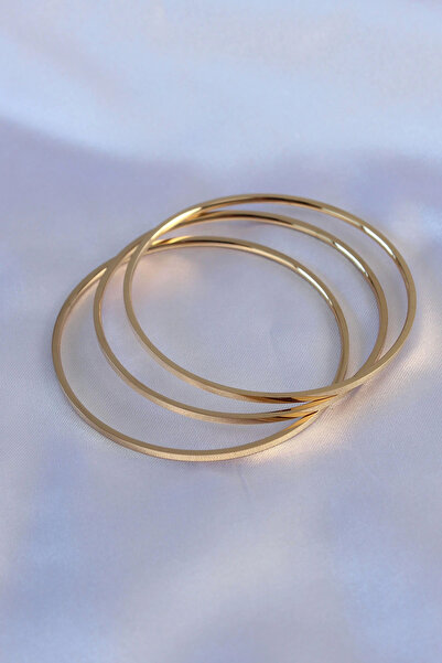 Belle Fusion سوار BFS 316L من الفولاذ الذهبي اللون مكون من 3 قطع موديل Ajda ل...