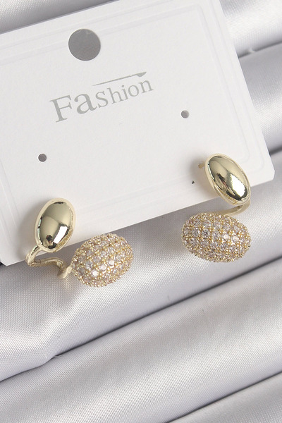 Belle Fusion أقراط نسائية من BFS مصنوعة من حجر الزركون باللون الذهبي والنحاس