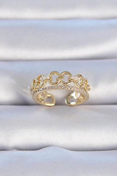 Belle Fusion خاتم نسائي من BFS مصنوع من النحاس والذهب اللون وحجر الزركون وتفا...