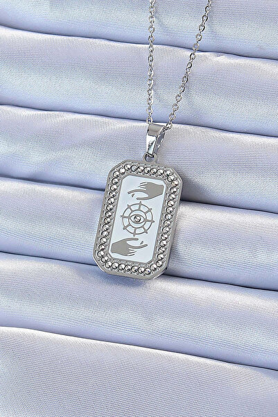 Belle Fusion BFS 316L سلسلة فولاذية فضية اللون مطلية بحجر الزركون على شكل عين...