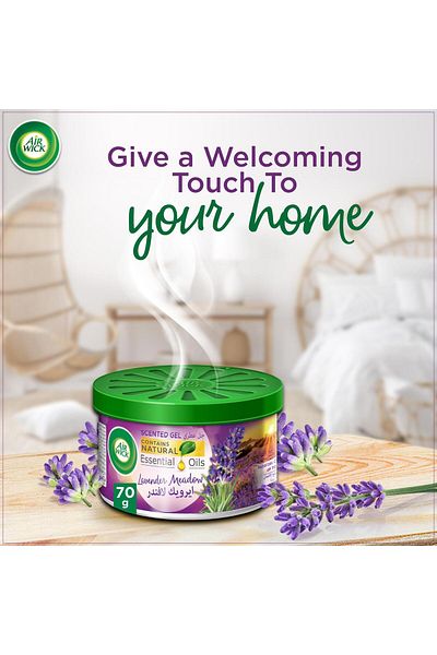 Air Wick Air Freshener Scented Gel Can Lavender Meadow Scent 70 g Long-Lasting