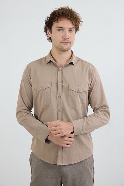 Fulla Moda Βασικό πουκάμισο με διπλή τσέπη