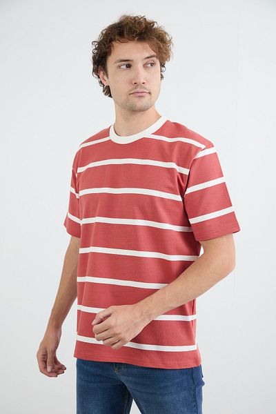 Fulla Moda Μπλουζάκι με ριγέ Crew Neck Oversize