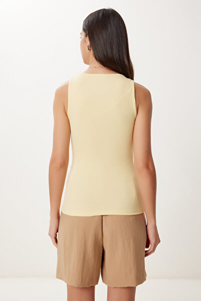 Lovelyİstanbul Basic Flexible Ribbed Knitted Undershirt Yellow Lus0163