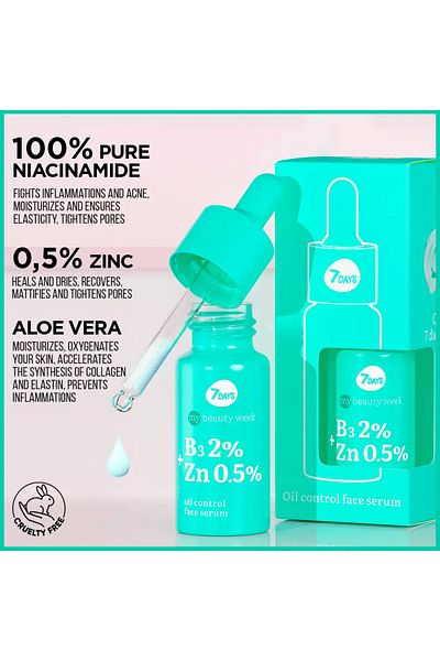 7DAYS Ser facial cu proprietati antioxidante si calmante 7Days B3 2% + ZN 0,5% 20 ml