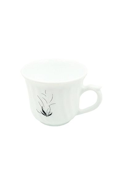 OEM Set cesti cafea cu farfurie Clini Opal 230 ml alb/negru 12 piese
