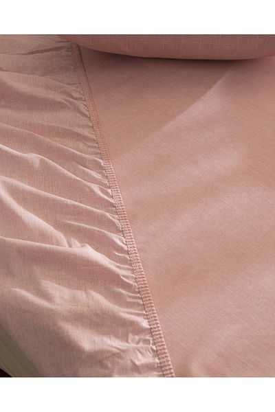 Madame Coco Odette Double 100% Cotton Ranforce Fitted Sheet Set - Powder