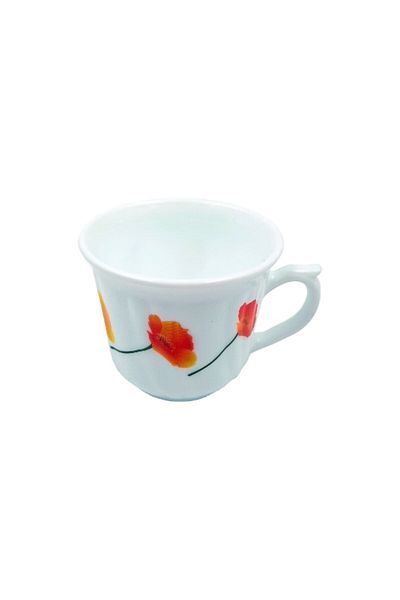 OEM Set cesti cafea cu farfurie Clini Opal 230 ml model maci 12 piese