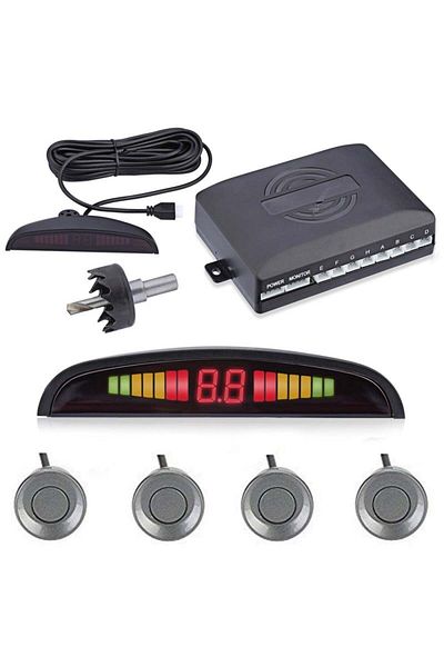 TECHSTAR Car Parking Sensor Set Parktronic Detector Display Radar Monitor 4 Sensors Light Gray