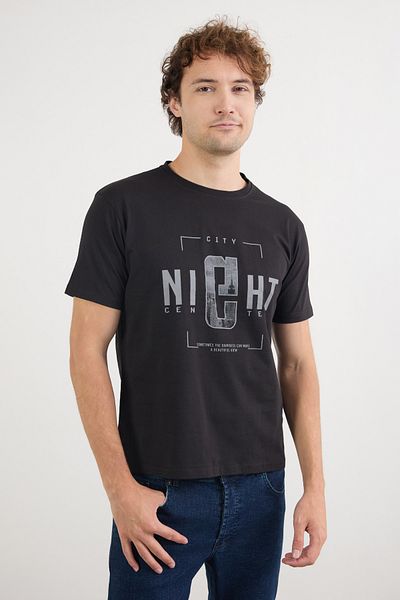 Fulla Moda Μπλουζάκι με λαιμόκοψη με νυχτερινό κείμενο