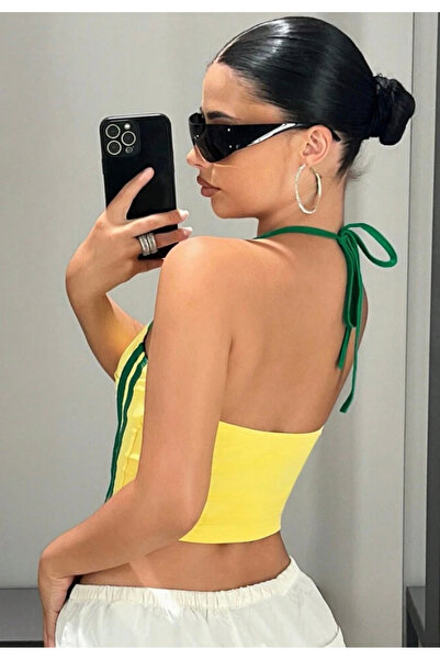 Köstebek Жовта бразильська зелена ретро-блузка на бретельках