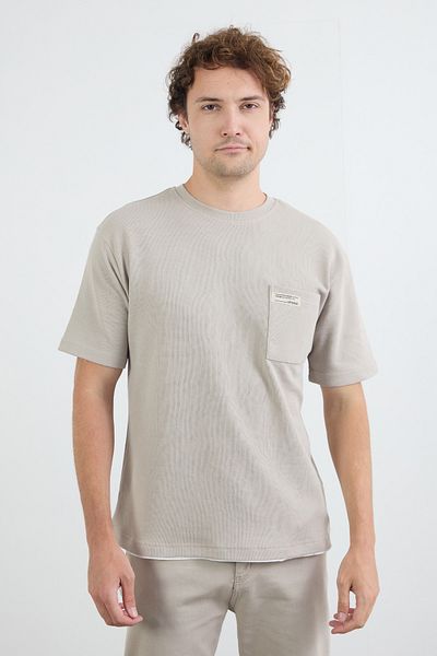 Fulla Moda Μπλουζάκι με τσέπη Crew Neck