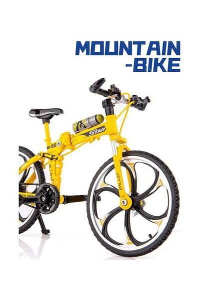 COOYA 1:8 Scale Alloy Mini Mountain Bike Foldable Bicycle Model Finger Toy Desktop Decoration Craft Yellow