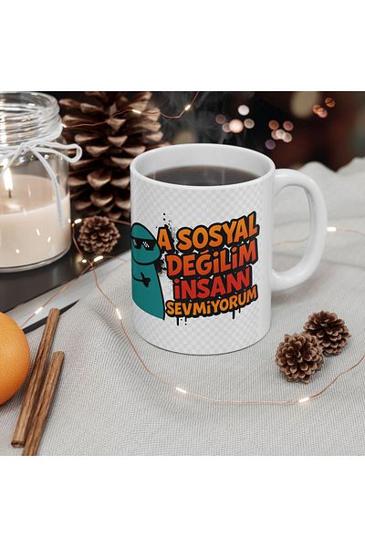 sıradışıhediyem Graffiti Wall Writing Concise Words Mug Cup Gift to Friend Birthday Gift
