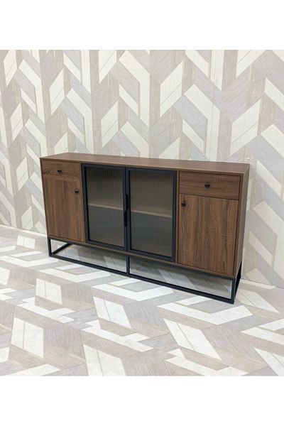 DEC24 Modern buffet with metal base and practical storage shelves