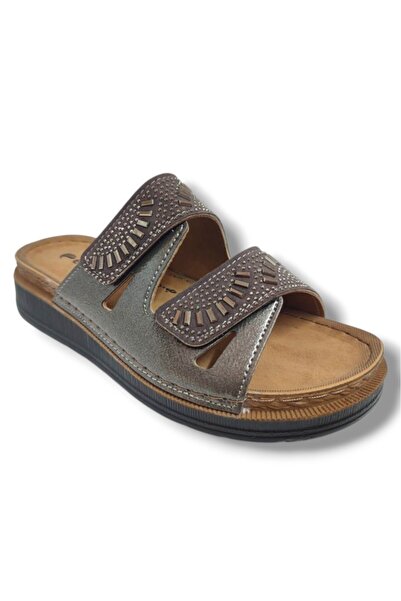 Enova Γυναικείες παντόφλες M3-25 Anatomical Stone Double Tape Velcro