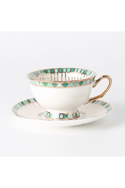 sharpdo Balloon Gold Thread Coffee Cup And Coffee Dish (Gold Handle) 220 mL (5 Colors To Choose From)