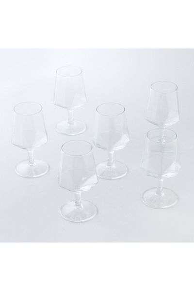 sharpdo 6-Pieces 430 ml Creative Home Diamond Shaped High Foot Glass Juice Cup