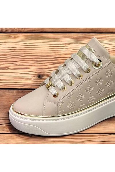 Kuum London K732559 Women's Monogram Patterned High Sole Sneaker Shoes