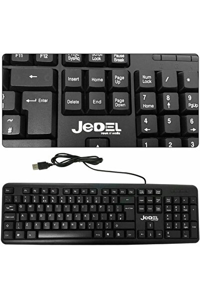 jedel لوحة مفاتيح USB سلكية رفيعة بالحجم الكامل بتصميم QWERTY بريطاني مقاوم للانسكاب