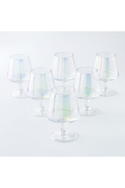 sharpdo 6-Pieces 480 ml Flat Diamond Glass High Foot Fruit Juice Cup Beverage Cup