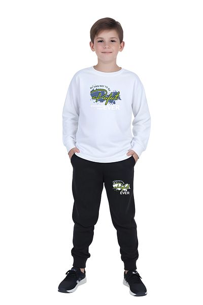 FYK KİDS 2-Piece Boy's Printed Zero-Collar Muslim Bottom-Up Set
