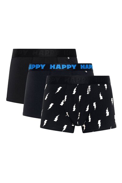 Happy Socks Herren Boxershorts, 3er Pack - Trunks, Cotton Stretch, uni/gemustert