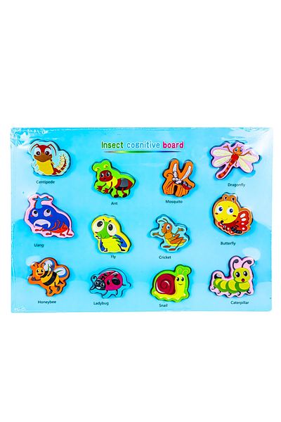 China Wooden Puzzle, Inset, Insects 688-3 12 pieces