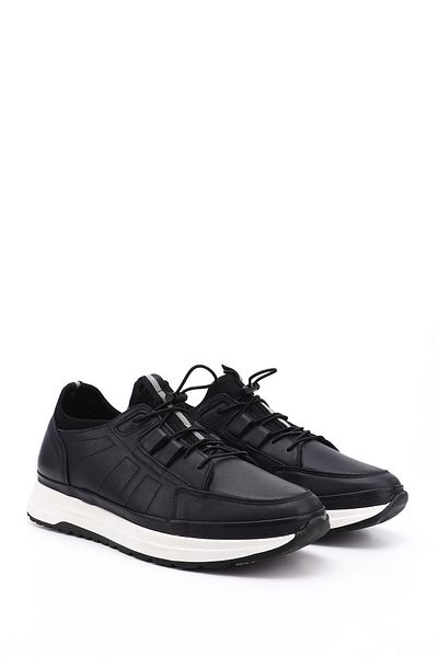 GÖNDERİ(R) Men's Navy Blue Antique Lycra Rubber Laced Genuine Leather Comfort Sneaker