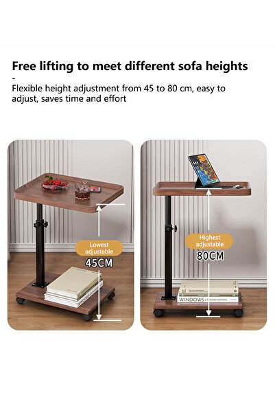 sharpdo Nordic Retro Sofa Lifting Side Table Movable Living Room Coffee Table 40*30*40-80cm