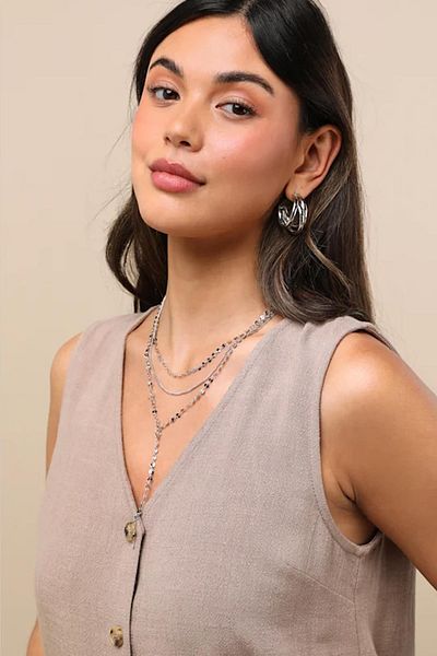 New Obsessions Elita Silver Color Folded Y Necklace