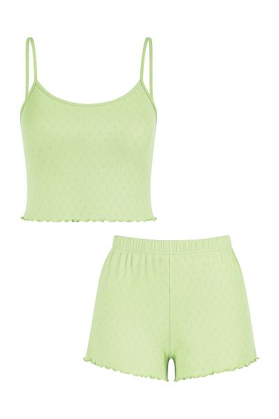 koza iç giyim Women's Cotton Rope Strap Shorts Set