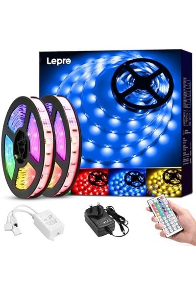 LEPRO LED Strip Lights 15M (2x7.5M), RGB Colour Changing LED Strip with 44-Key Remote and 12V Power