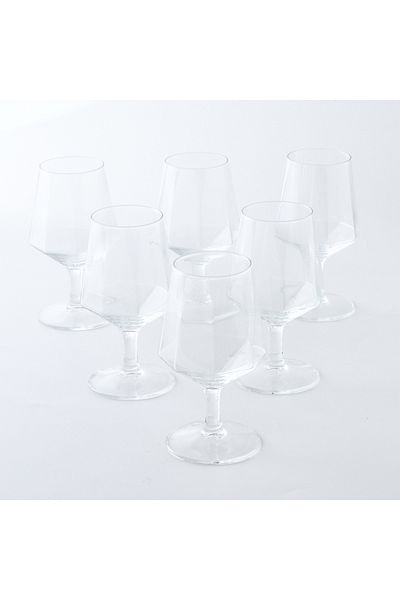 sharpdo 6-Pieces 430 ml Creative Home Diamond Shaped High Foot Glass Juice Cup