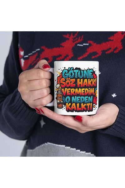 sıradışıhediyem Graffiti Wall Writing Concise Words Mug Cup Gift to Friend Birthday Gift