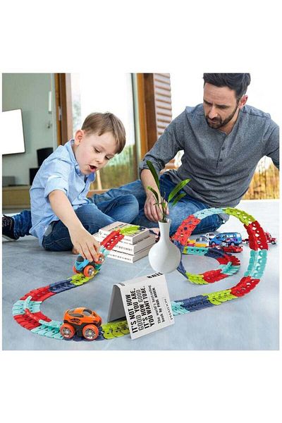 COOYA Race Car Tracks and Electric Anti-Gravity Race Car Toy，Road Race Playset DIY Flexible Race Track