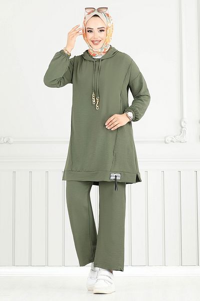 ModaMerve Arma Detail Aerobin Suit 6014Uz1029-M Khaki