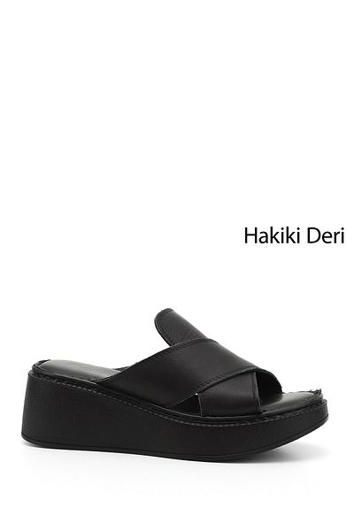GÖNDERİ(R) Papuci de damă/fete cu talpă neagră din piele naturală