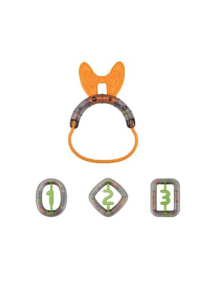 tumama Set 4 geometric rattles with numbers, silicone, for baby's teething, Tumama, age 0+ months, multicol