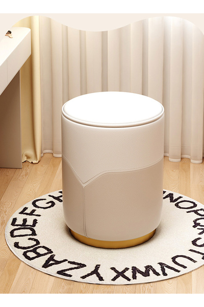 sharpdo Leather Cream Style Round Stool Dressing Chair 32*32*42cm