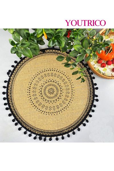 Youtrico 1pcs,38-43cm,placemats, plate coasters,tablemat,woven jute,tassels,