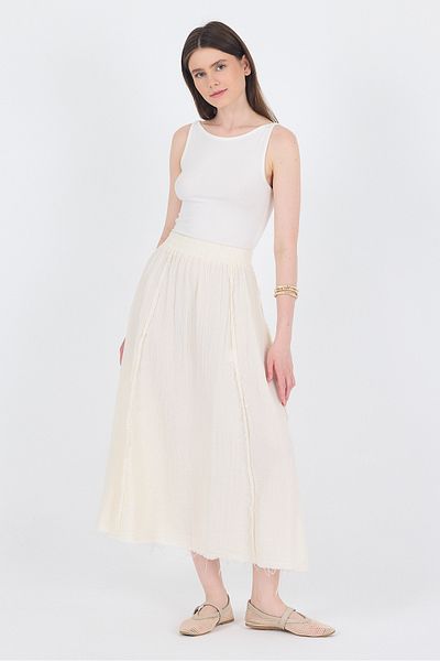 Rays Natural 100% Cotton Muslin Midi Skirt 7038