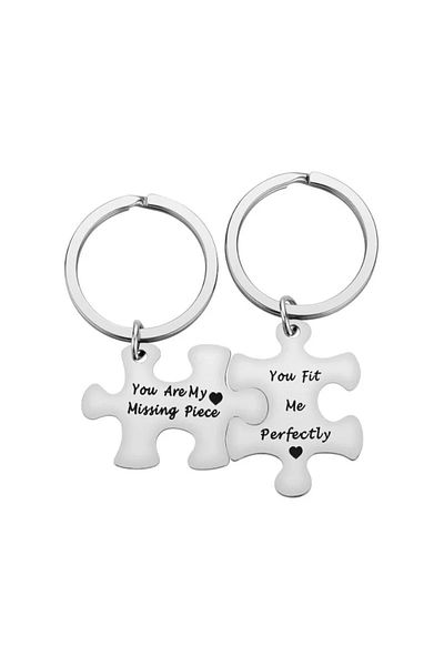 OEM "The Missing Piece" keychain set for lovers, friends and family with a message of love