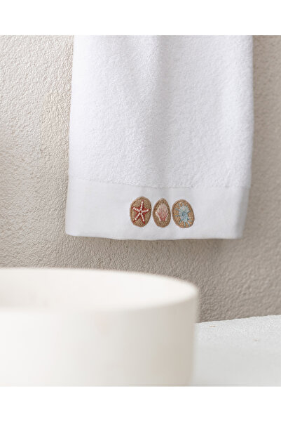 Madame Coco Терсет з вишивкою, 100% бавовна, рушник для обличчя - білий - 50x76 см