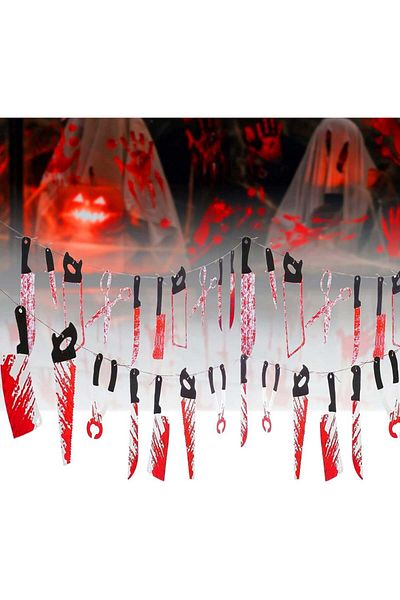 Ngertt Set de 20 decorațiuni de Halloween NGERTT, plastic, negru/roșu/argintiu